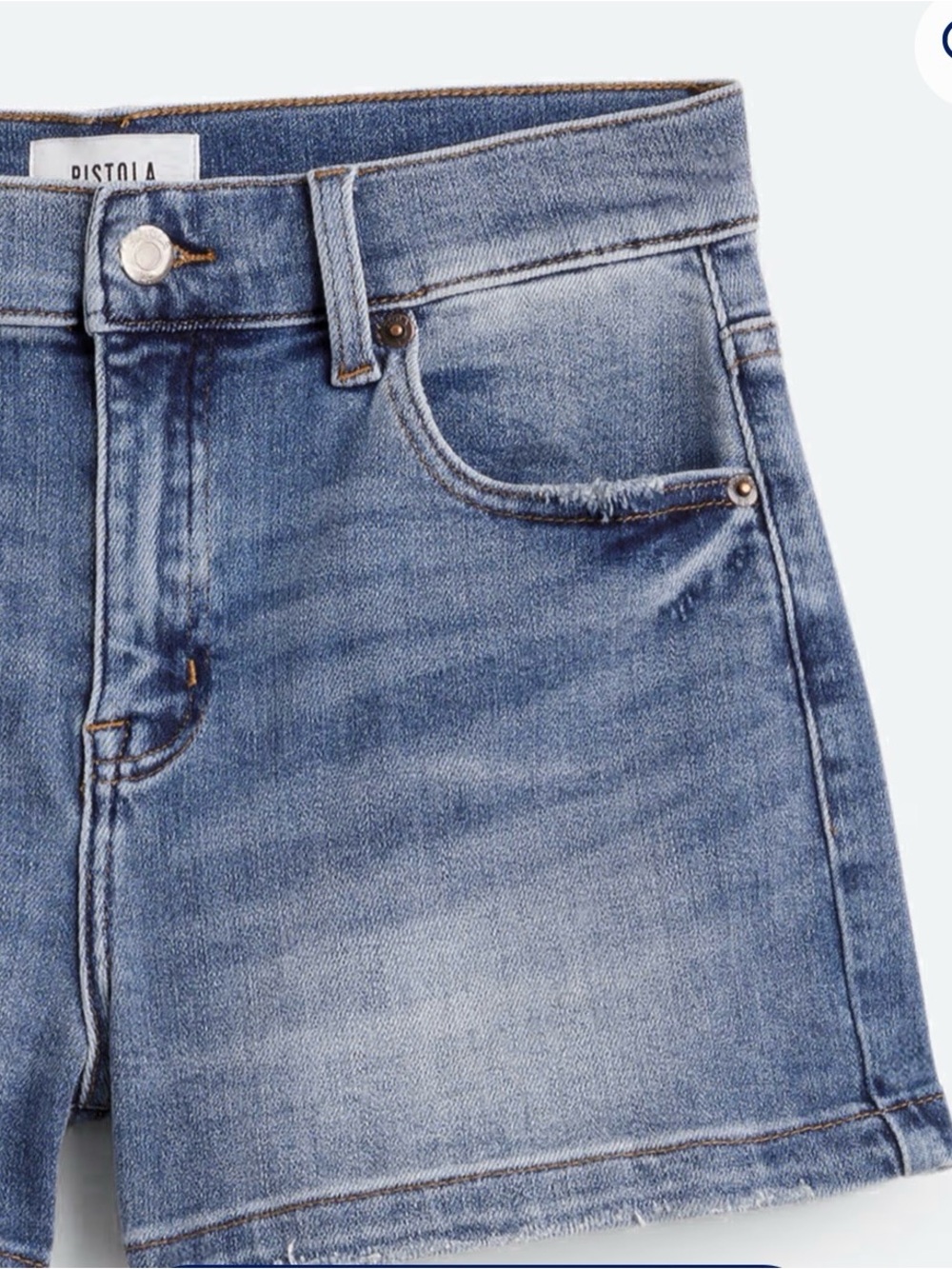 pistola faded blue high-rise denim shorts